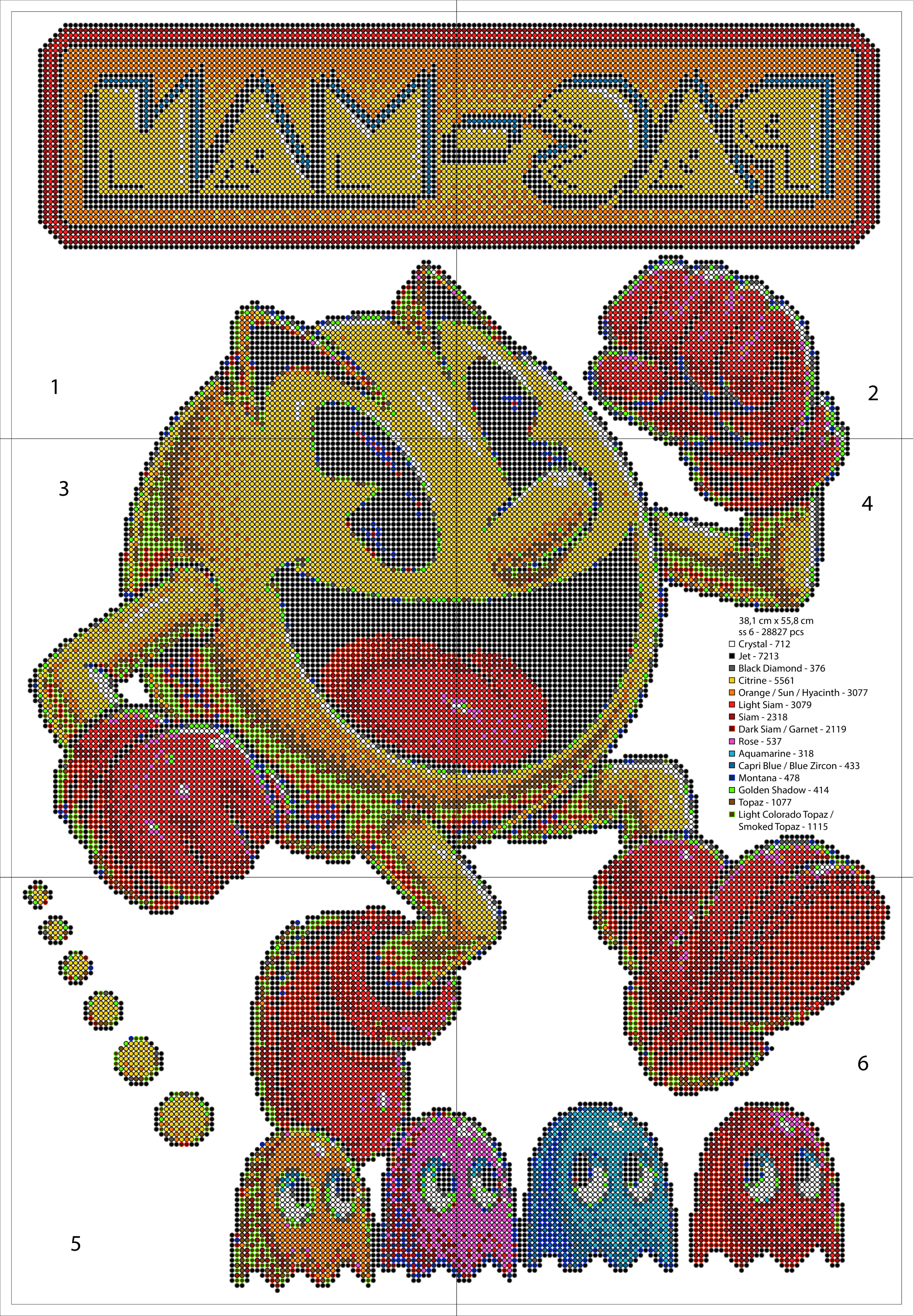 Pacman Rhinestone DIY Portrait Template